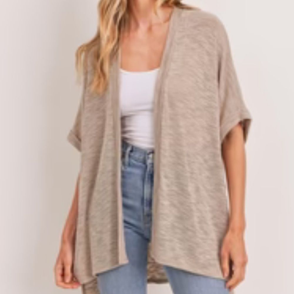 KLD Made in USA Taupe Open-Front Cardiganβin Size Large